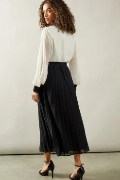Lace Detail Collared Shirt Dress