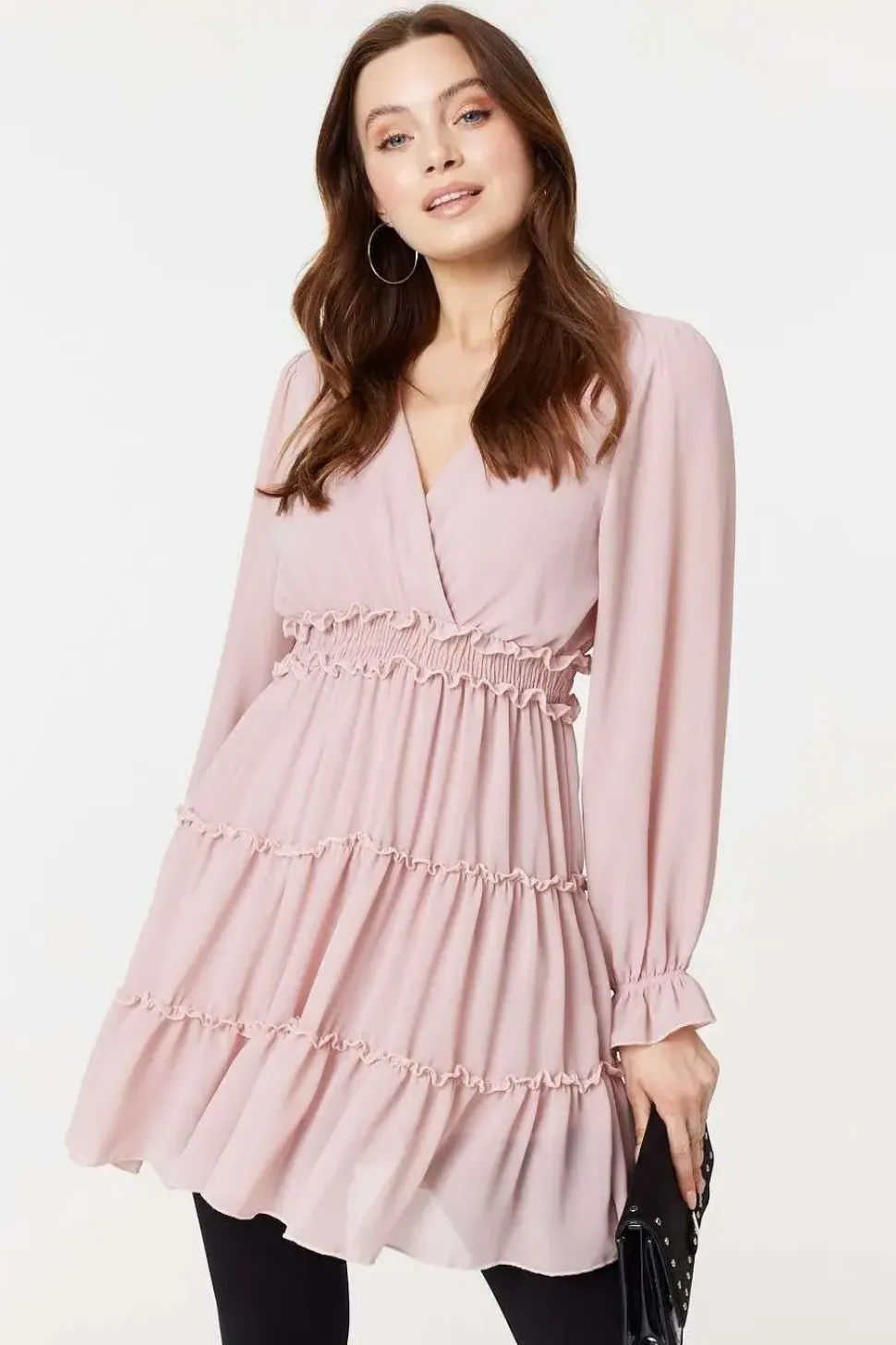 Lace Detail Long Sleeve Mini Dress