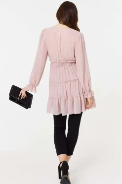 Lace Detail Long Sleeve Mini Dress