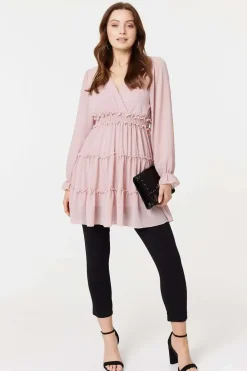 Lace Detail Long Sleeve Mini Dress