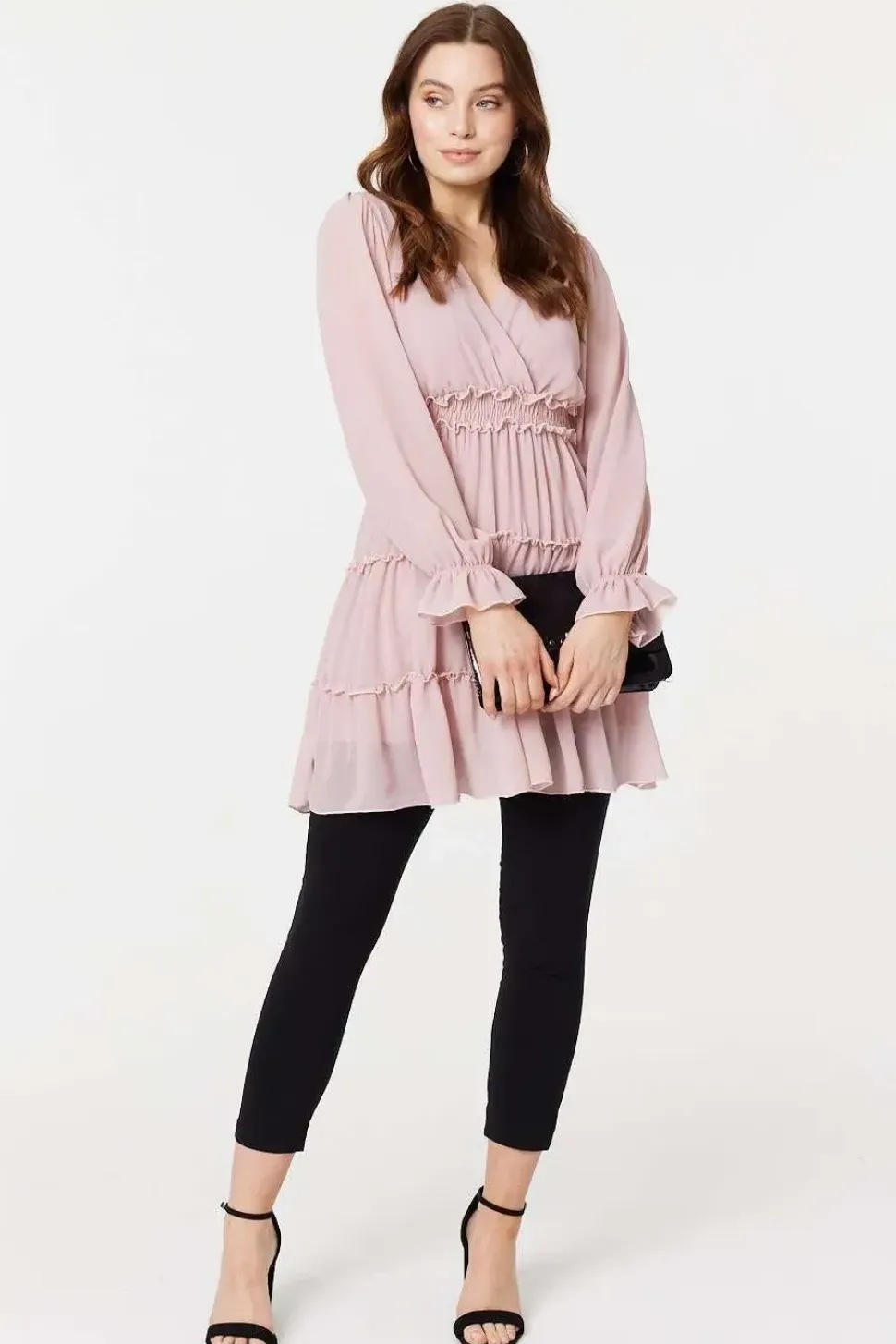 Lace Detail Long Sleeve Mini Dress