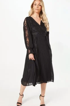Lace Detail Midi Wrap Dress