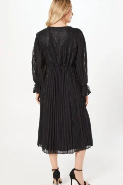 Lace Detail Midi Wrap Dress