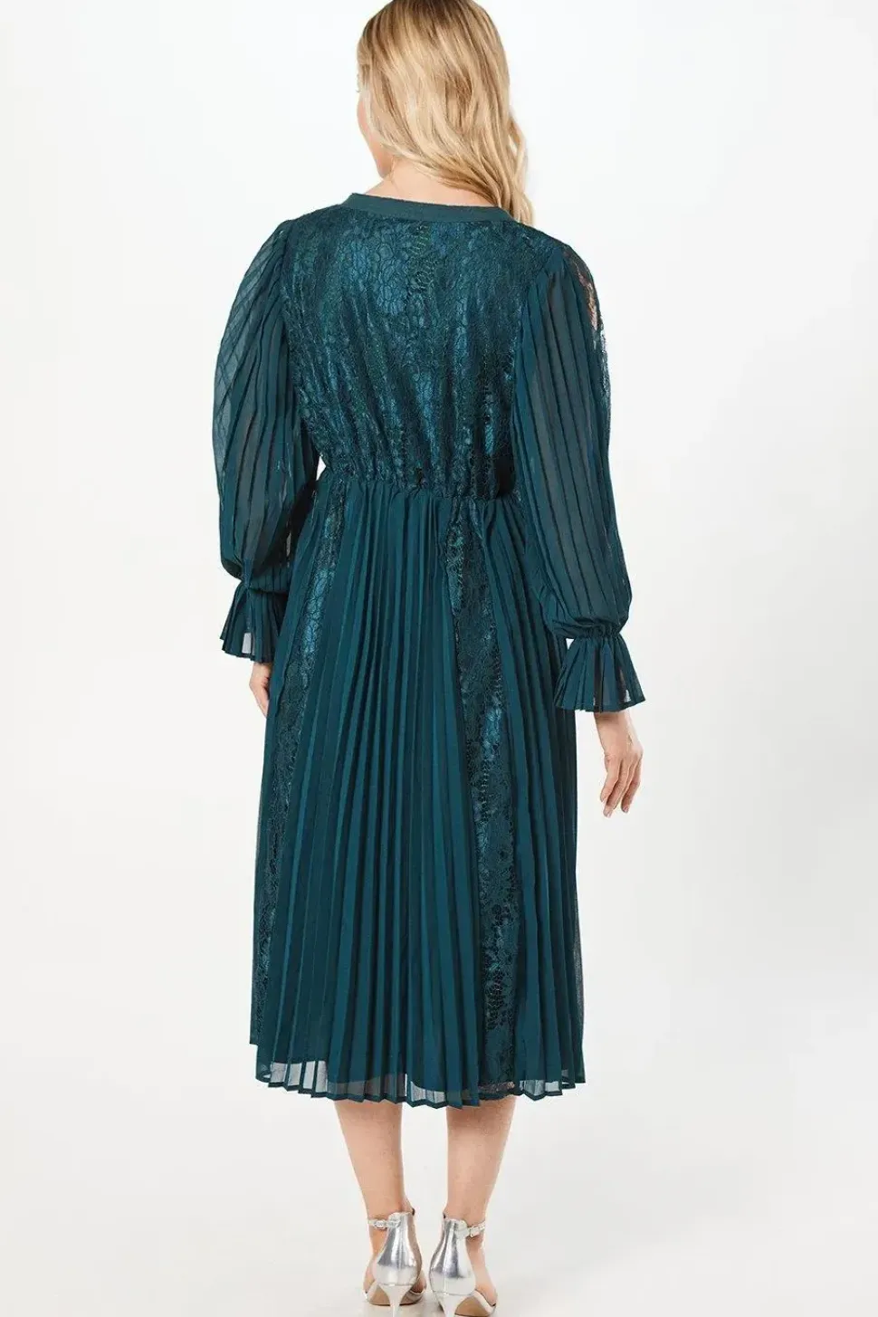 Lace Detail Midi Wrap Dress