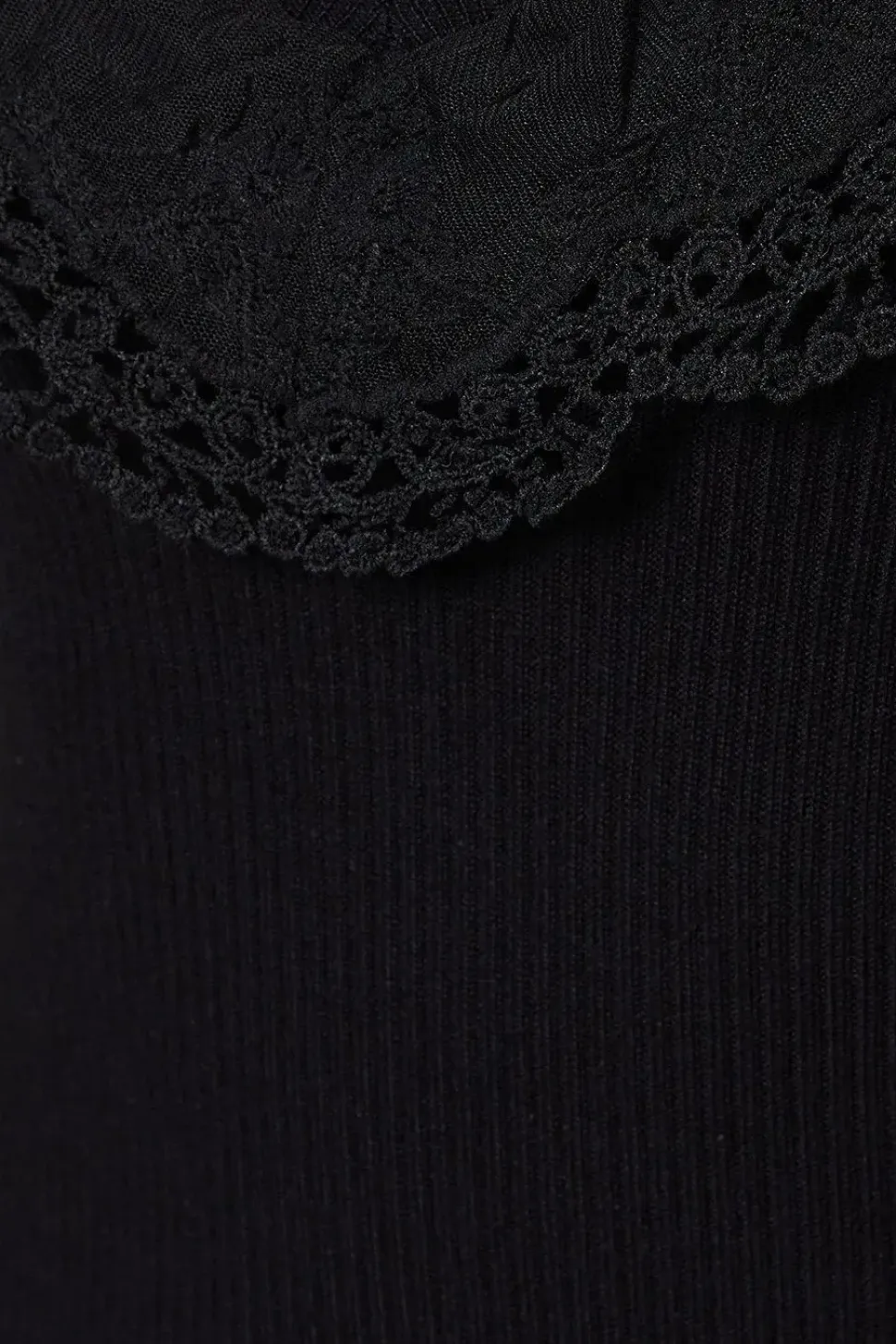 Lace Detail Ribbed Midi Dress