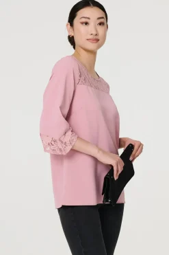 Lace Detail 3/4 Sleeve Blouse