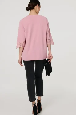 Lace Detail 3/4 Sleeve Blouse