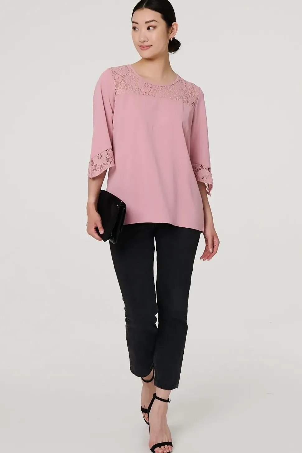 Lace Detail 3/4 Sleeve Blouse