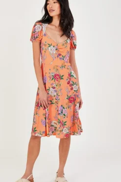 Lace Insert Floral Jersey Dress