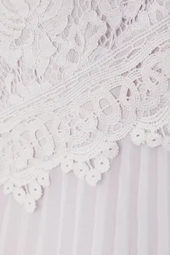 Lace Insert Pleated Midi Dress