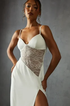 Lace Insert Strappy Cupped Maxi Dress