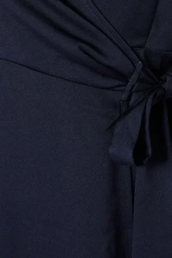 Lace Insert Wrap Midi Dress