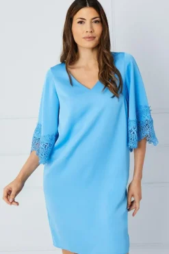 Lace Kimono Sleeve Shift Dress