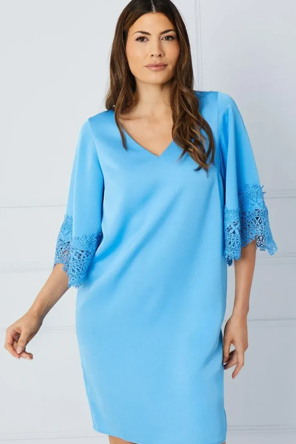 Lace Kimono Sleeve Shift Dress