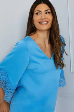 Lace Kimono Sleeve Shift Dress