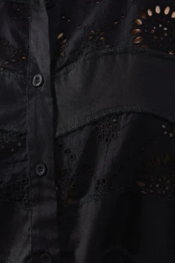 Lace Mix Scallop Hem Crop Shirt