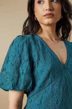 Lace Puff Sleeve Mini Dress