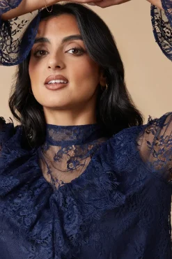 Lace Ruffle Neck Blouse