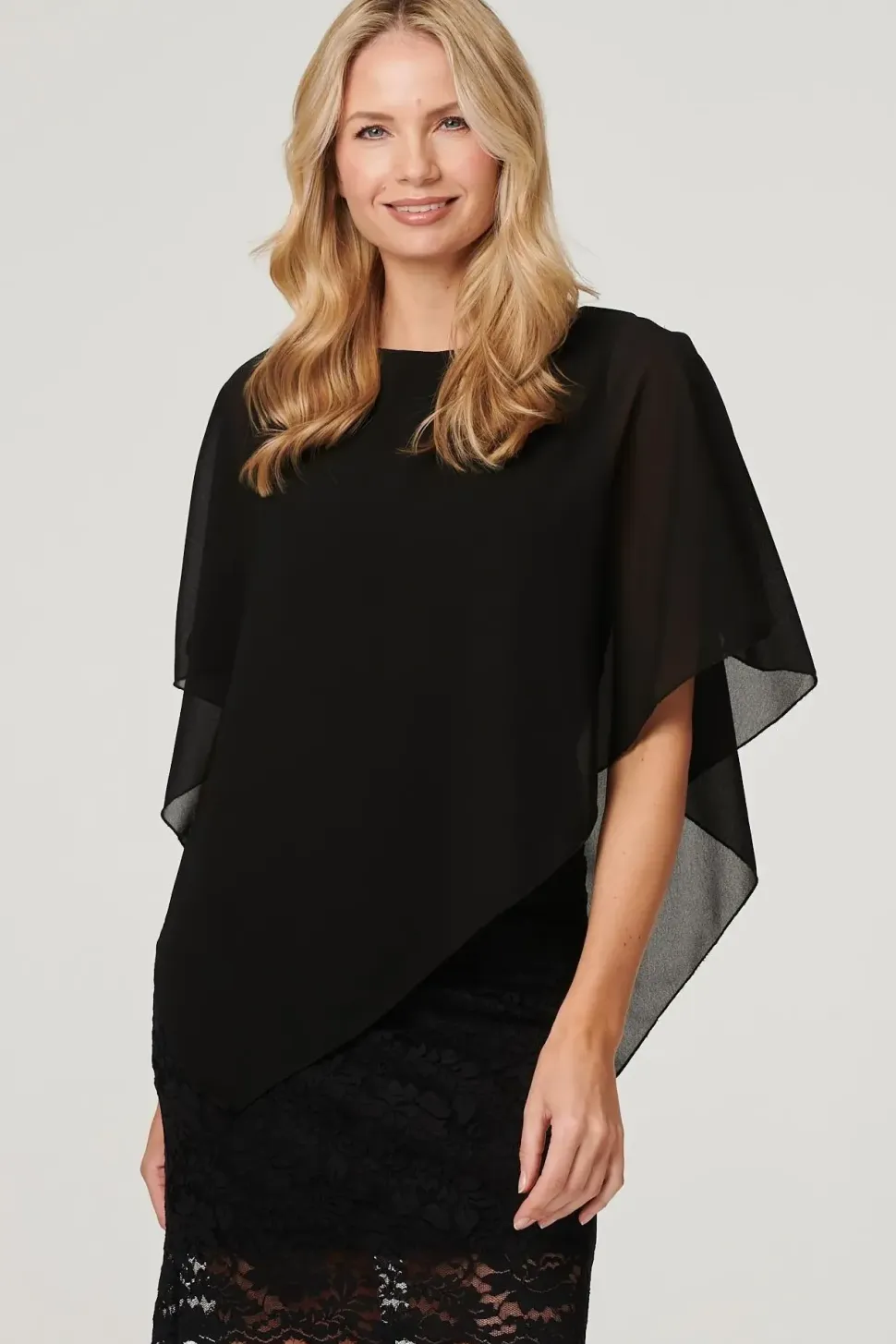 Lace Semi Sheer Poncho Dress