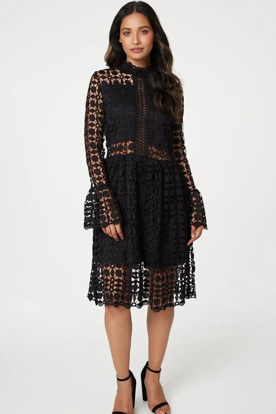 Lace Semi Sheer Skater Dress