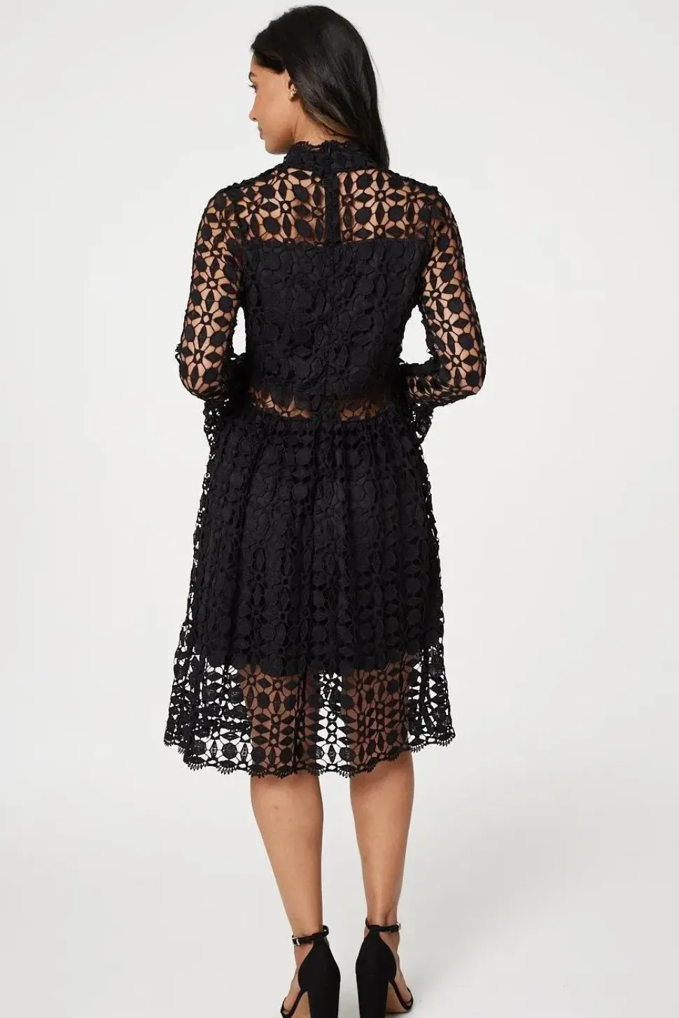 Lace Semi Sheer Skater Dress