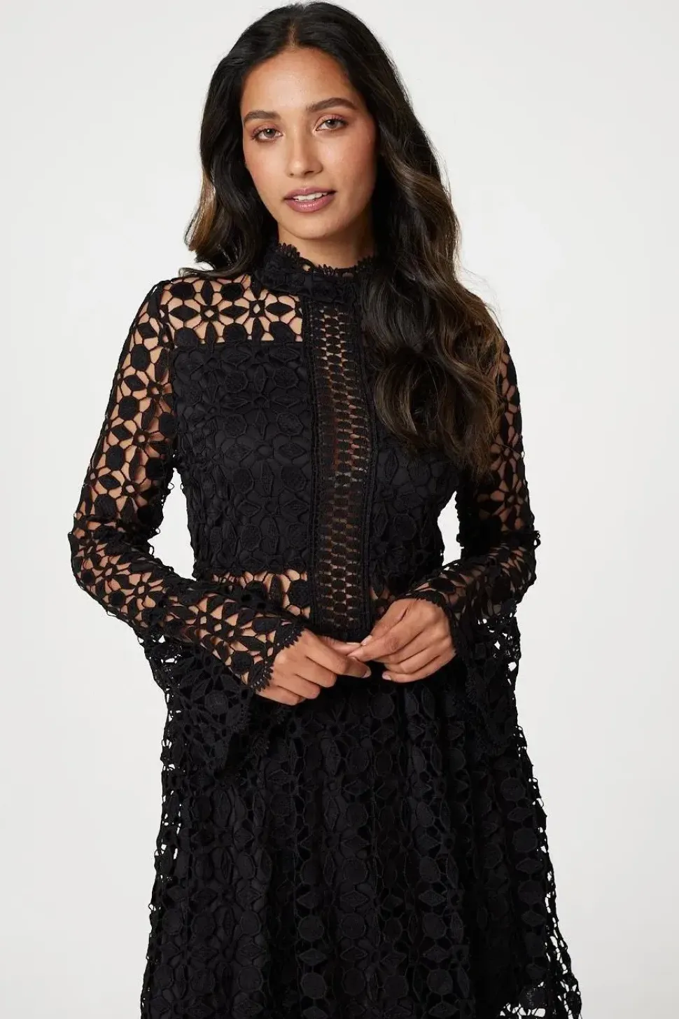 Lace Semi Sheer Skater Dress