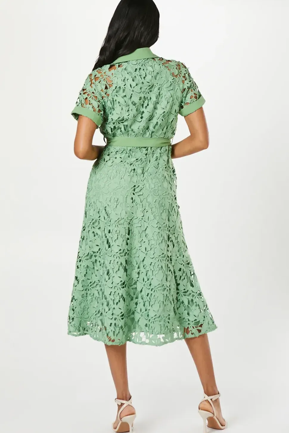 Lace Shirt Dress With Contrast Panelling