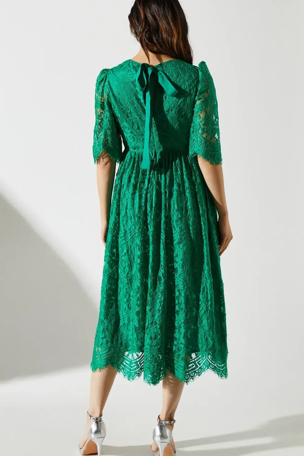Lace Short Sleeve Midi Dress