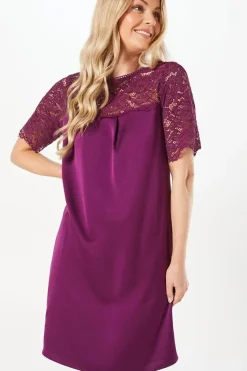 Lace Short Sleeve Shift Dress