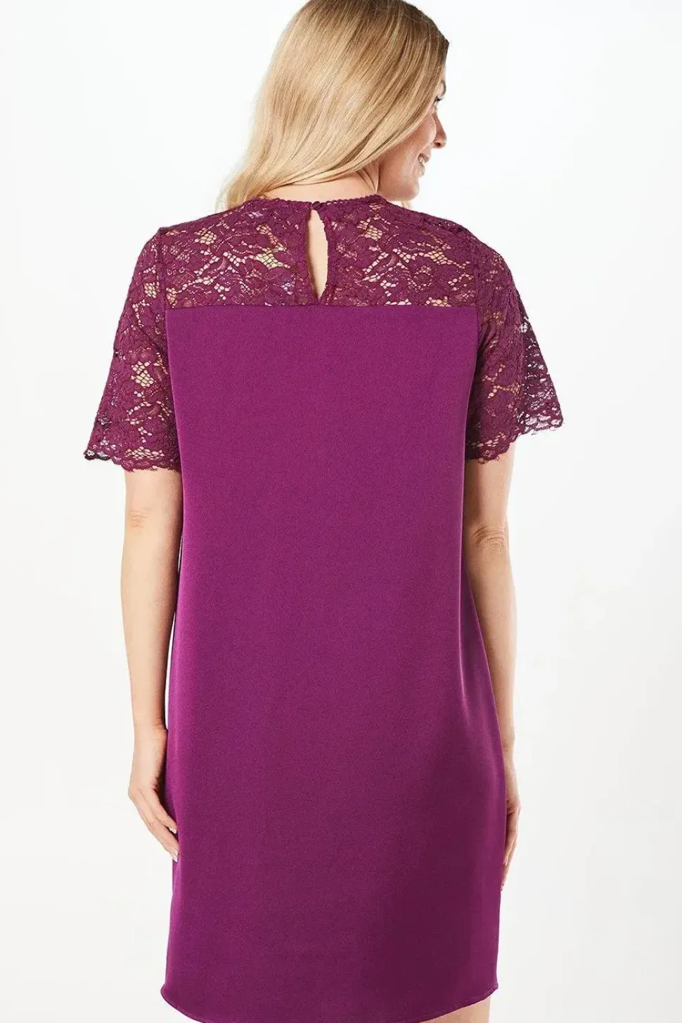Lace Short Sleeve Shift Dress