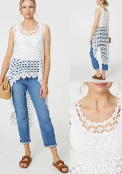 Lace Sleeveless High Low Top
