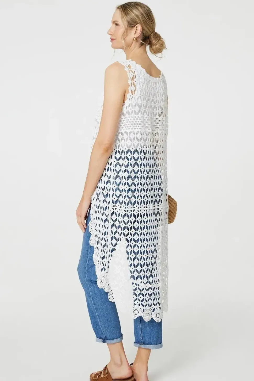 Lace Sleeveless High Low Top