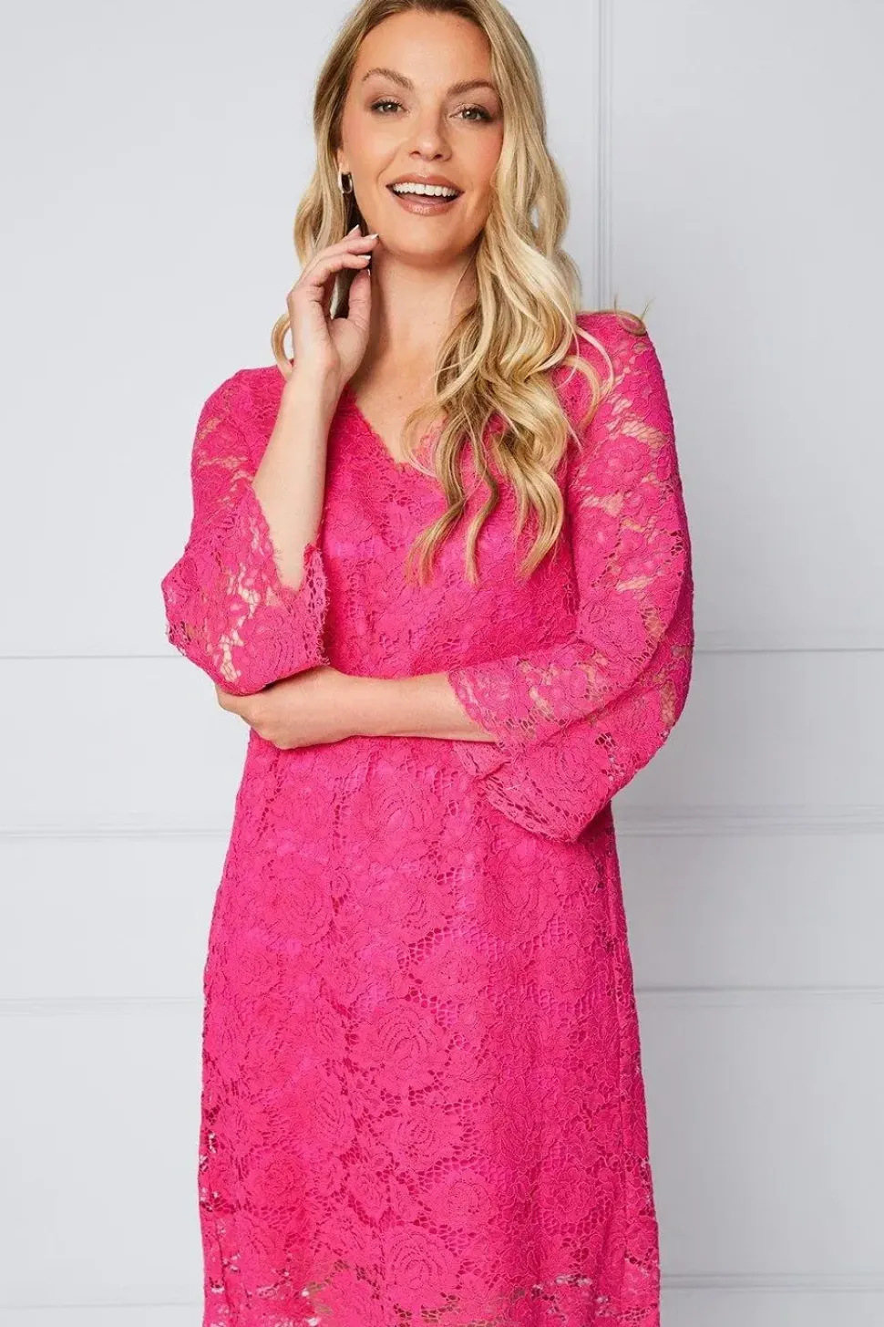 Lace ¾ Sleeve Shift Dress
