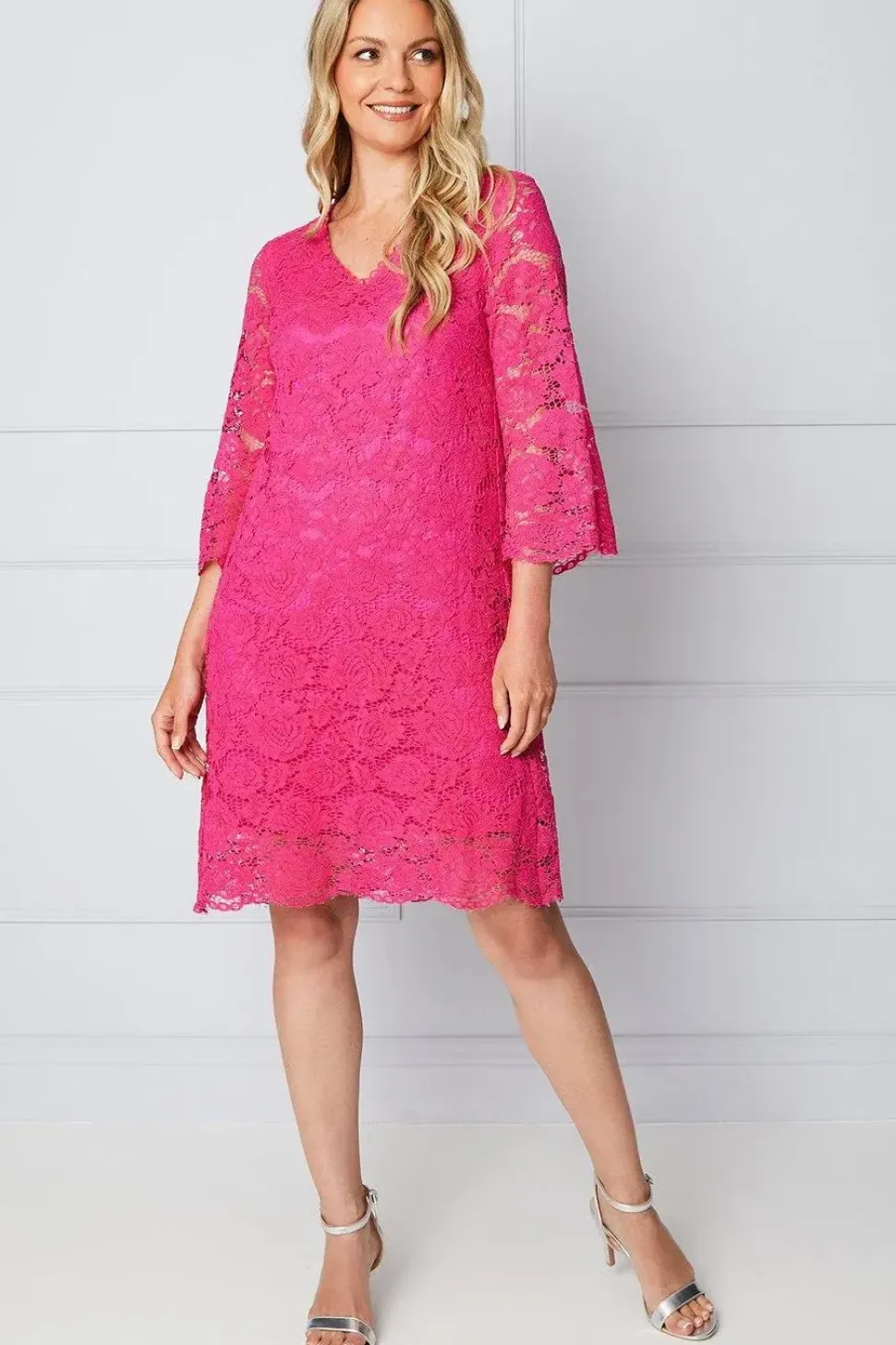 Lace ¾ Sleeve Shift Dress
