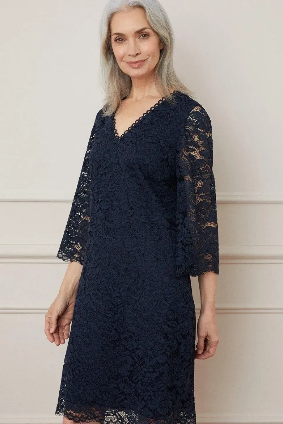 Lace 3/4 Sleeve Shift Dress