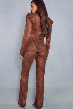 Lace Tailored Flared Trousers