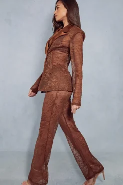 Lace Tailored Flared Trousers