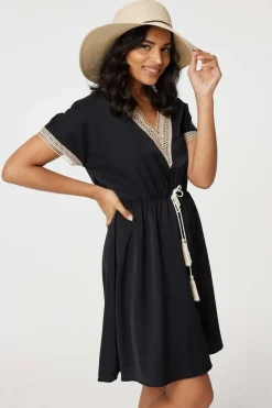 Lace Tassel Waist Tie Short Dress
