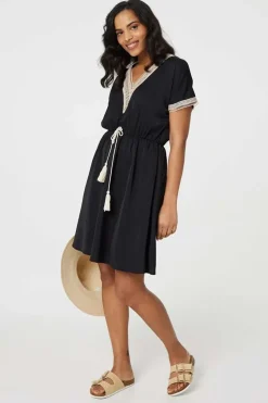 Lace Tassel Waist Tie Short Dress