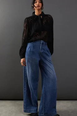 Lace Tie Neck Blouse