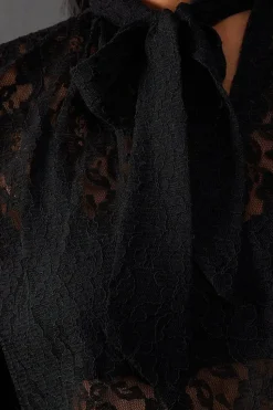 Lace Tie Neck Blouse