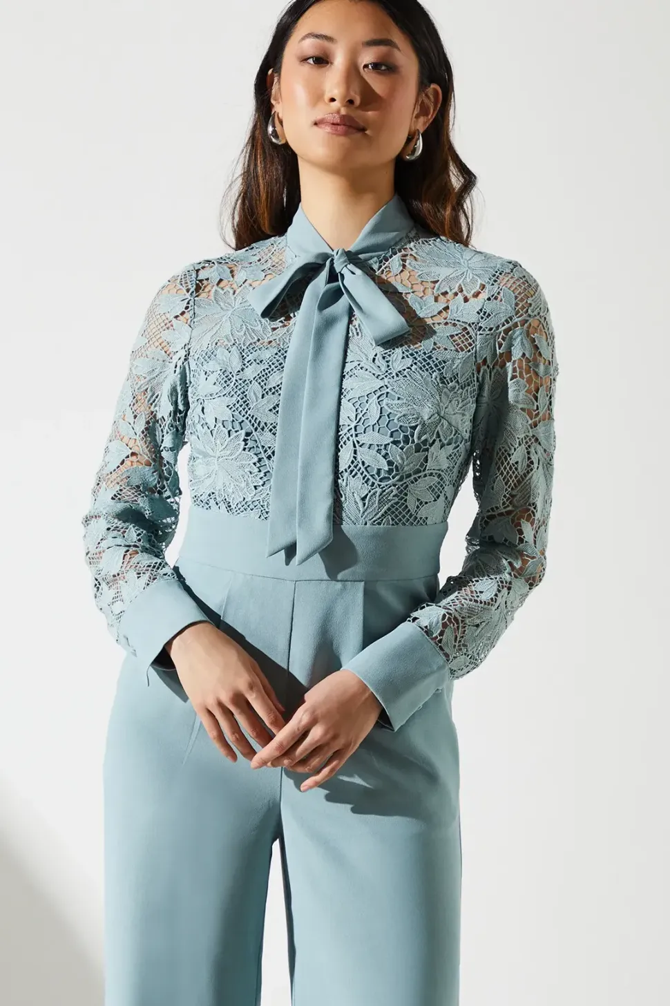 Lace Tie Neck Jumpsuit