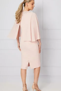Lace Trim Cape Detail Pencil Dress