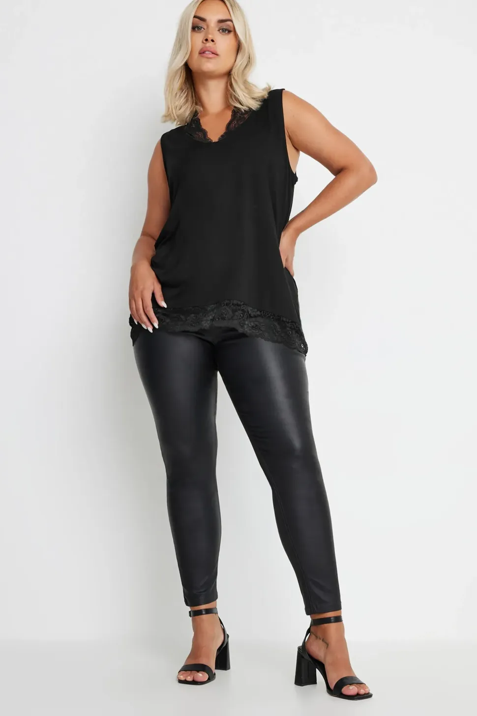 Lace Trim Keyhole Swing Vest Top