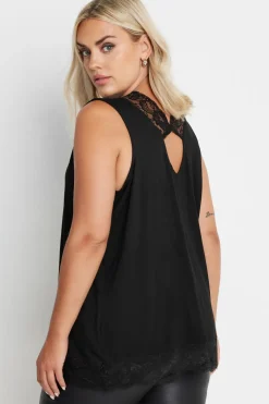 Lace Trim Keyhole Swing Vest Top
