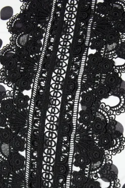 Lace Trim Polkadot Jumpsuit With Pleated Leg