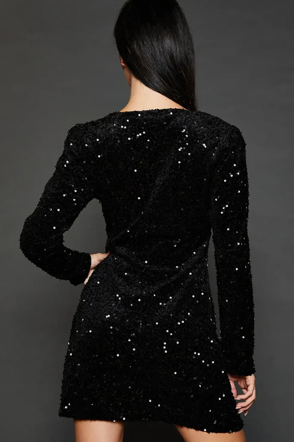 Lace Trim Sequin Mini Dress
