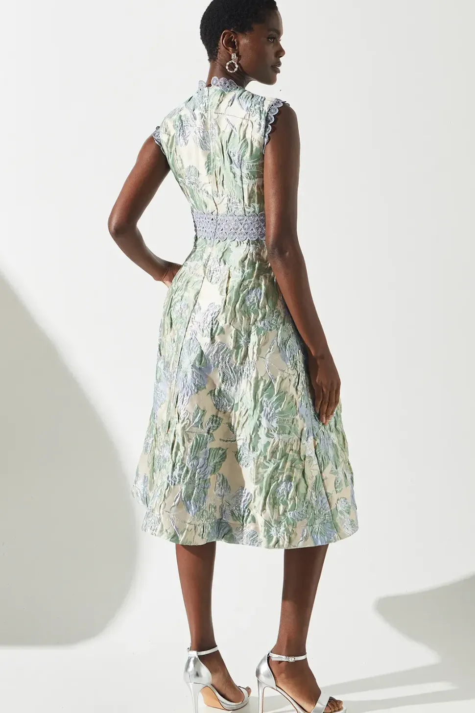 Lace Trim Sleeveless Skater Dress