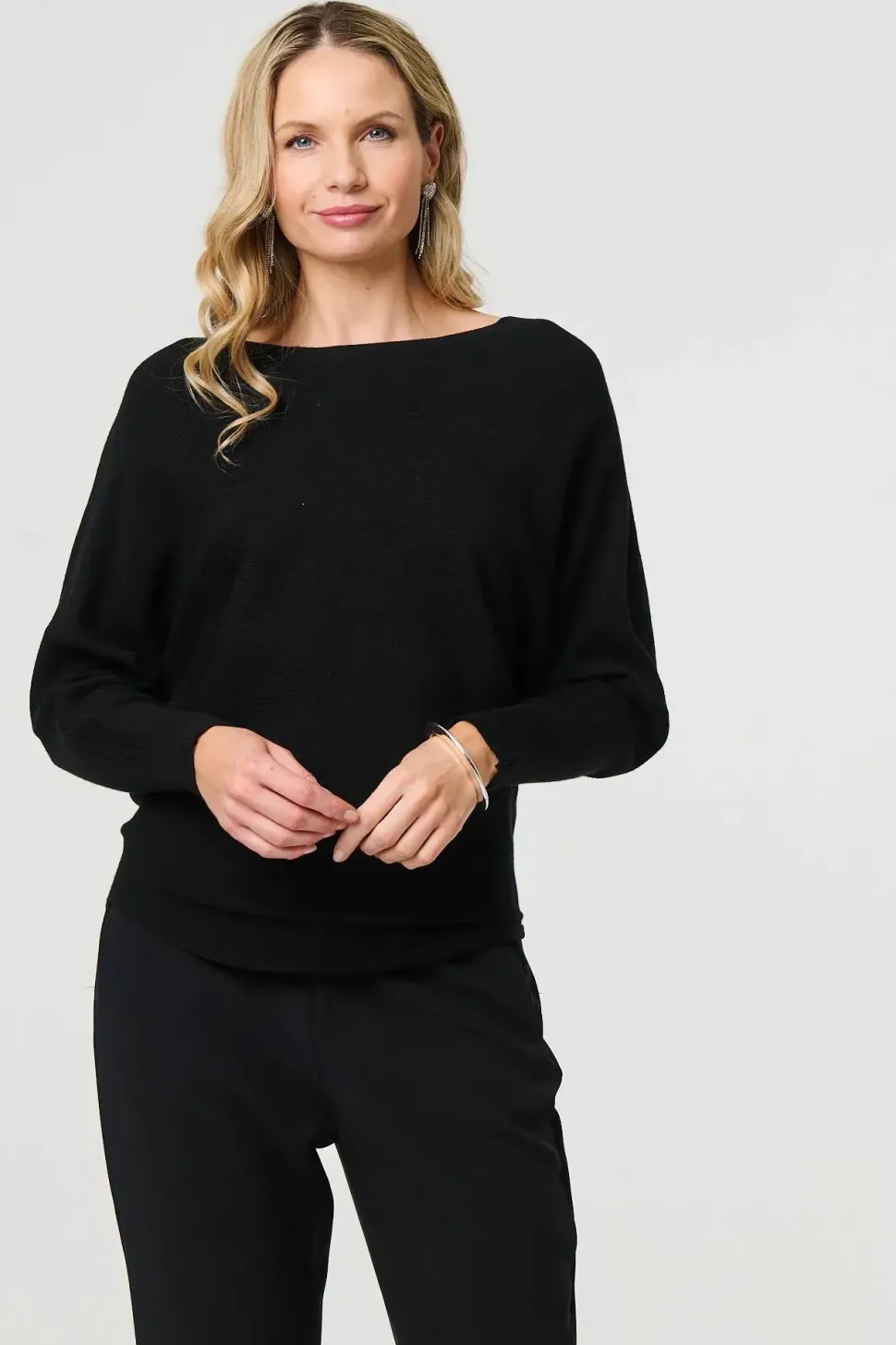 Lace Trim V-Back Boat Neck Jumper Top