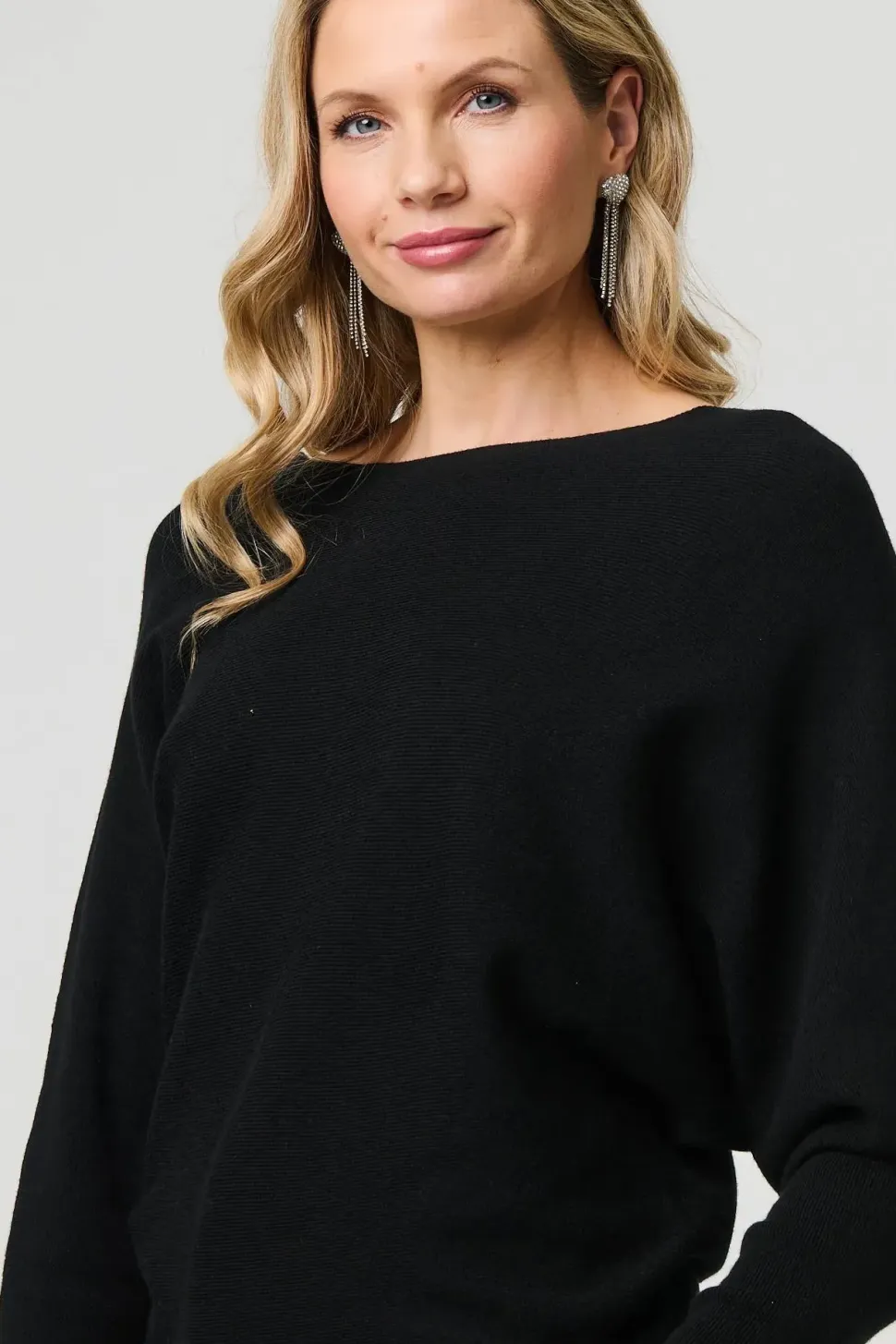 Lace Trim V-Back Boat Neck Jumper Top